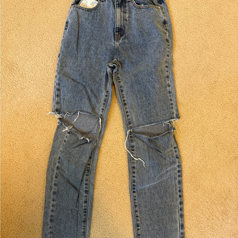 Nasty Gal Blue Ripped Jeans